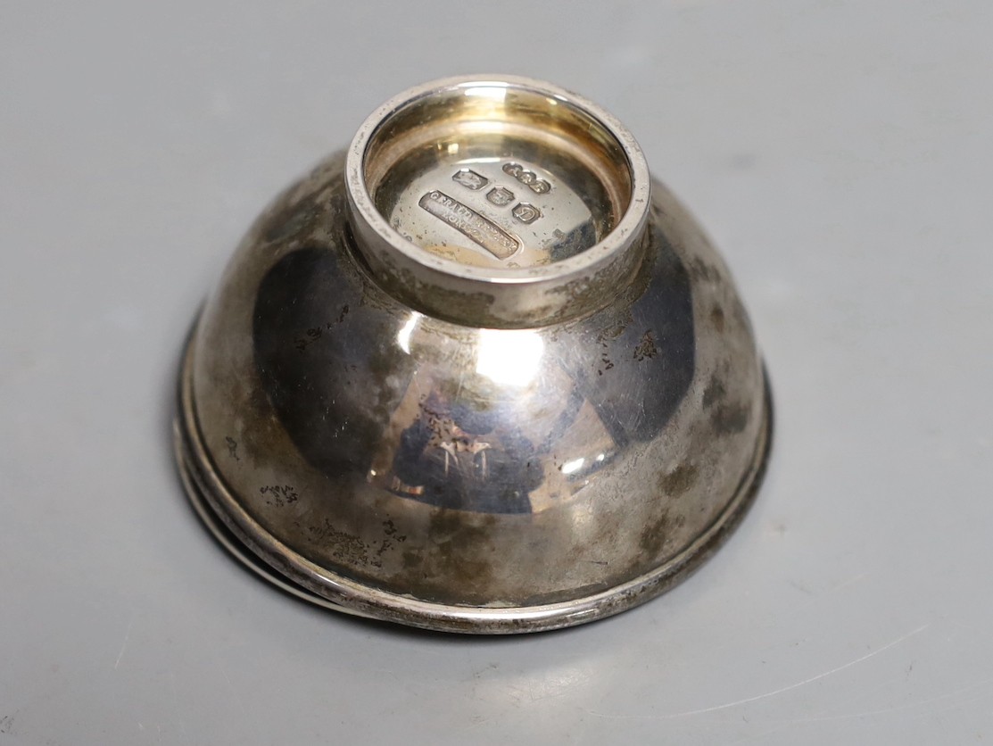 Gerald Benney. A silver cigarette dispenser, of circular bowl form, London, 1978, width 65mm, 116 grams.